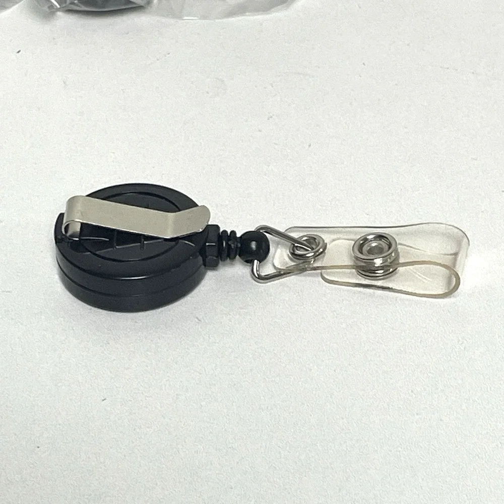 40 Black Retractable Badge Reels ID Holder Belt Clip Keychain‎ Cord 1